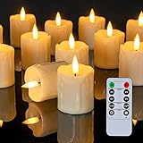 Homemory 6 Stück 5,5 x 5,2cm LED Teelichter mit Fernbedienung, Flammenlose Flackernde Batteriebetriebene Kerzen Timer, Warme Weiße für Hochzeit, Party, Festival, Weihnachtsdekoration