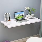RALIRA Einfacher Massivholz-Klapptisch, Wandtisch, Esstisch, Computertisch, Arbeitszimmer, Wandtische, Wandklapptisch, Heimbüro, Holz-Wandbehang-Schreibtisch (weiß, 100 x 40 cm)