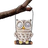 Eulen-Solarleuchten für den Außenbereich, Eulen-Gartenstatue-Licht, Hängende Laterne für intelligente lichtempfindliche Beleuchtung, rutschfeste Basis, wasserfestes Harz Elinrat
