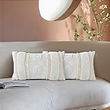 hi-home 2er Set Boho Kissenbezug, 30x50CM Kissenhülle Dekorative Dekokissen Kissen Boho Style Sofakissen Deko Kissenbezüge Kopfkissenbezug für Sofa Couch Schlafzimmer Wohnzimmer (Gelb Creme)