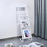 Schwarz-Weiß-Literatur-Klassenzimmer-Zeitungsständer, tragbarer Broschüren-Informations-Zeitschriftenständer, Desktop-Dateikatalog-Organizer-Rack (Farbe: Weiß) (Weiß N)