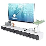 TV-Schrank, TV-Lowboard, schwebende Regale, schwebendes TV-Ständer-Komponentenregal, weiße 47,2/59-Zoll-Medienkonsole zur Wandmontage, Set-Top-Box-Videowandregal, F