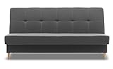 BETTSO -Bettcouch Schlafsofa mit 2 Liegepositionen, Moderner 3-Sitzer Ohne Armlehne, Couch Gepolstert, mit Holzbeine-Marta Hellgrau