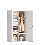 LINGDA Tragbarer Kleiderschrank, Schlafzimmerschrank, Aufbewahrungsorganisator, Kleiderkommode, Schrankaufbewahrungsorganisator, Weiß