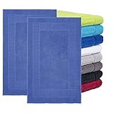 BaSaTex 2er Pack Badvorleger Badematte | 50x80 cm | 100% Baumwolle | Duschvorleger Duschmatte Doppelpack | Farbe: Royal blau