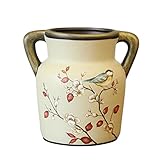 liushop Vasen Retro Doppelohren Keramik Vase Home Esstisch Büro Dekoration Handgemachte Kleine Vase Dekorative Blumenvase (Größe: Small)