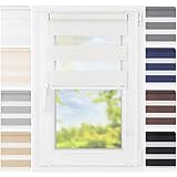 DecoDesign Doppelrollo Ohne Bohren | Innen Rollos für Fenster | Beschattungssteuerung | Sonnenrollo | Verdunkelungsrollo | Werkzeuglose Montage | Polyester | Pflegeleicht | Modernes Klemmfix