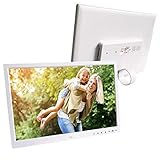 Garsent Digitale Bilderrahmen, 17Zoll HD Fotos Hohe Auflösung Fotorahmen,Foto/Musik/Video Player Multi Funktions bilderrahmen elektronisch mit Fernbedienung, Uhr/Kalenderfunktion