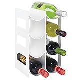 mDesign praktisches Wein- und Flaschenregal – Weinregal Kunststoff für bis zu 8 Flaschen – freistehendes Regal für Weinflaschen oder andere Getränke – weiß