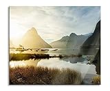 Milford Sound Neuseeland Herdabdeckplatte & Spritzschutz aus Echtglas | Für Herd-Kochfelder | 60x52 cm