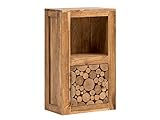 Woodkings® Bad Hängeschrank Katha Holz Akazie rustikal Badmöbel massiv Badezimmer Wandschrank Wandregal Baumscheibe Massivholz