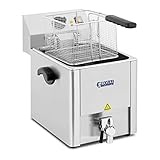 Royal Catering RCEF 13E-EGO Edelstahl Fritteuse Elektro Fritteuse Gastro 13 L 3250 W EGO-Thermostat Kaltzonenfunktion Ablasshahn