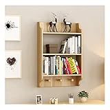 EVSER Bücherregal 3-Tier Moderne Wandmontierte Holz Bücherregal Floating Wall Regale for Anzeige, Bücher, Aufbewahrung & Dekor Bücherregale (Color : Natural, Size : 3-Tier)