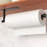 Küchenrollenhalter – selbstklebend oder bohrbar, mattschwarzer Papierhandtuchhalter zur Wandmontage für die Küche, Küchenrollenspender aus Edelstahl SUS304 unter dem Schrank