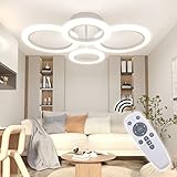 RUYI Modern LED Ceiling lamp dimmable Remote Control 4 Ring Ceiling lamp 48W 4400LM, Ceiling lamp for Living Room, Bedroom, Kitchen, Corridor, Balcony, Dining Room, White, 2800-7000K