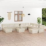 BULANED 11-TLG. Garten-Paletten-Lounge-Set, Möbelsets, Gartenmöbel, Garten Lounge, Lounge Set, Terrassenmöbel, Loungemöbel Terrasse, Imprägniertes Fichtenholz