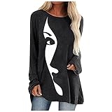 Damen Tshirt gelb rote Bluse Oberteile Damen elegant T Shirt Schwarz Damen-Valentinstag-Serienmuster Bedruckte T-Shirt-Bluse mit Ärmeln und Rundhalsausschnitt Schwarzes Oberteil Damen Eng