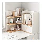 liushop Bücherregal Desktop Bücherregal mit 1 Schublade Holz Arbeitsplatte Eckbücherschrank Bürozubehör speichern Space Desk Organizer Zubehör Anzeigegestell Bücherregal-Organizer (Color : D)