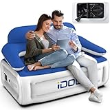 iDOO Aufblasbares Sofa, Luftsofa Outdoor mit Eingebauter Pumpe, Luftsessel mit Rücken Armlehne, Sofa Aufblasbar Couch 2 Min Schnelles Aufpumpen und Luftablass, Camping Sofa für Garten Wohnzimmer