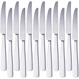 Amazon Basics - Tafelmesser mit Eckiger-Rand, Edelstahl, 12er-Pack