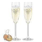 Leonardo Sektglas - Amore Design - personalisiert mit Namen & Datum - Geschenk zur Hochzeit, Verlobung & Jahrestag oder Valentinstag - ein perfektes Hochzeitsgeschenk - im Set