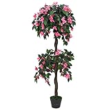 CIADAZ Künstliche Rhododendron-Pflanze mit Topf 155 cm Grün und Rosa, Künstliche Pflanzen Deko, Kunstpflanzen Wie Echt, Künstliche Zimmerpflanzen, Pflanzen Deko, Artificial Pflanzen