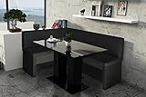 HUIJK Eckbank Eckbankgruppe 168x128 cm Schwarz/Esstisch Schwarz
