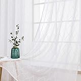 MIULEE 2er Set Voile Marokko Vorhang Sheer mit Ösen Transparente Optik Gardine Ösenschal Wohnzimmer Fensterschal Luftig Lichtdurchlässig Dekoschal für Schlafzimmer 245 x 140cm (H x B)