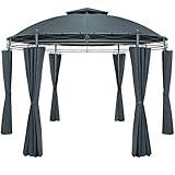 Casaria Pavillon Toscana Ø350cm Metall Wasserabweisend UV-Schutz 50+ Stabil Gartenzelt Gartenpavillon Luxus Anthrazit