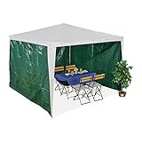 Relaxdays Seitenteile für Pavillon, 3er Set, 2x3 m, wasserdicht, mit Klettverschluss, PE, ohne Fenster, dunkelgrün