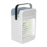 perfk Tragbare Klimaanlagen, Mini-Verdunstungsluftkühlung, persönlicher Schreibtischventilator mit 7-Farben-Licht, Luftsprays befeuchten für Zimmer, Büro,