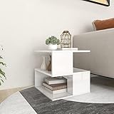 JUNZAI Beistelltisch, Tabletttisch, Blumenhocker, Nachttisch, Couchtisch, Wohnzimmer, Nightstand, Hochglanz-Weiß 40x40x40 cm Spanplatte