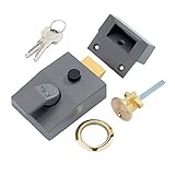 Yale P-89-DMG-PB-60 Deadlock-Nachtschloss, automatischer Deadlock, dunkles Metallic-Finish/Messingzylinder, hohe Sicherheit, Außenschloss, Vordertürriegel