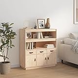 ZEYUAN Highboard, Kommode, Sideboard, Schuhkommode, Komodenschrank, Kleiderkommode, Küchenanrichte, Flurkommode, Esszimmerschrank, 100x40x108,5 cm Massivholz Kiefer