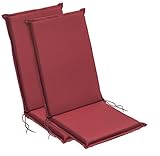 sleepling Outdoor 193927 2er Set Auflage Hochlehner | Polster Gartenstuhl Terrassenstuhl | Made in EU | Eckbänder & Einstellband | Bezug abnehmbar | 120 x 50 x 6 cm, rot