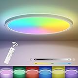 Matane LED Deckenleuchte Dimmbar RGB, 24W Deckenlampe Farbwechsel mit Fernbedienung, Panel Decke Farbige 3000K-6500K für Wohnzimmer Schlafzimmer Kinderzimmer Küche Esszimmer Ultradünn Flach Rund 30cm
