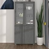 BULANED Highboard, Kommode, Sideboard, Schuhkommode, Komodenschrank, Küchenanrichte, Kleiderkommode, Esszimmerschrank, Flurkommode, Massivholz Kiefer Dunkelgrau