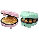 Bestron Herzwaffeleisen, Waffeleisen für Waffeln in Herzform + 3-1 Cake-Maker mit 3 auswechselbaren Backplatten: Donuts, Muffins und Cakepops, Farbe: Rosa/Grün