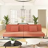 WIFESE Couch Sofa Schlafcouch mit Schlaffunktion Big Sofa Tagesbett Sofa Kleines Sofabett Schlafsofa DauerschläFer Klappsofa 2 m L Schlafsofa 2-Sitzer mit 2 Kissen Rosa Samt