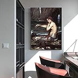 Leinwandbilder William Waterhouse《Eine Meerjungfrau》Leinwand Ölgemälde Weltberühmte Kunstwerke Poster Bild Wandkunst Wohnkultur 70x100cm Rahmenlos