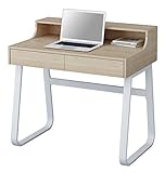 SixBros. Schreibtisch mit Schubladen, Kleiner Designer Tisch in Eiche Holzoptik, Laptoptisch, Nähmaschinentisch, 90 x 58 cm CT-3532/1243
