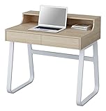 SixBros. Schreibtisch mit Schubladen, Kleiner Designer Tisch in Eiche Holzoptik, Laptoptisch, Nähmaschinentisch, 90 x 58 cm CT-3532/1243