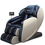 Real Relax Massagesessel, Ganzkörper Zero Gravity SL-Track Massagesessel, Shiatsu Massage Liegesessel mit Heat Body Scan Bluetooth Fußrolle, Favor-06