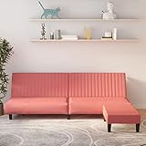 Chusui Schlafsofa 2-Sitzer mit Fußhocker, Schlafsofa, Sofa Jugendzimmer, Jugendsofa, Couch Für Jugendzimmer, Sofas Fürs Kinderzimmer, Couch, Rosa Samt