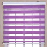 WWHATE Rollo Dual Layer Fabric Blackout Aluminiumschiene Easy Fit Home Office Schlafzimmer Kinderzimmer Easy Fit (violett, W: 130cm×L: 150cm)