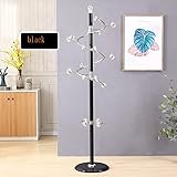 YIXIN2013SHOP Garderobenständer Bodenaufhänger Aufhänger Boden Schlafzimmer Edelstahl Mantel Rack Kleidung Rack Haushalt Single Standgarderobe (Color : Black Double Ball 4.5cm)