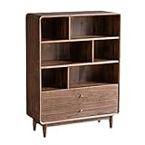 PEVSCO Bücherregale Boden und veckende Liege Bücherregal Aufbewahrungsaufbewahrung Display Bücherregalstudie Kombination Schlafzimmerkarte Bücherregal Standregal (Color : Walnut)