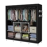 ACCSTORE Tragbare Garderobe Kleidung Garderobe Regale Kleidung Lagerung Organizer Mit 4 Kleiderstangen,Schwarz