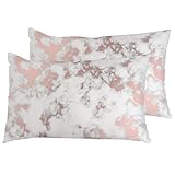 2Er Set Kissenbezüge Weißer Rosa Marmor Outdoor Kissenbezug Wohnkultur Drucken Kopfkissenbezug Mit Reißverschluss, Für Lounge, Büro, 40X60Cm