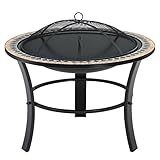 Ø 76 cm Garten Terrasse Feuer Feuerschale Feuerkorb Feuerstelle Stein Mosaik LKTM